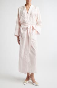 BERNADETTE Peignoir Embroidered Long Sleeve Cotton & Silk Wrap Dress