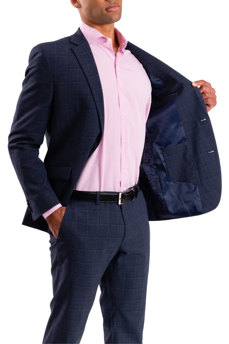 Windowpane Plaid Tailored Fit Suit, Alternate, color, BLUE