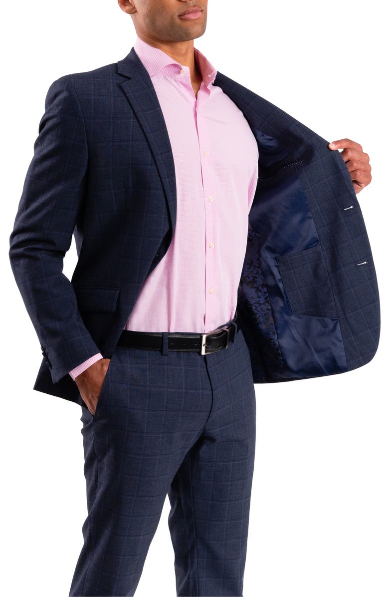 SAVILE ROW CO Windowpane Plaid Tailored Fit Suit, Alternate, color, Blue