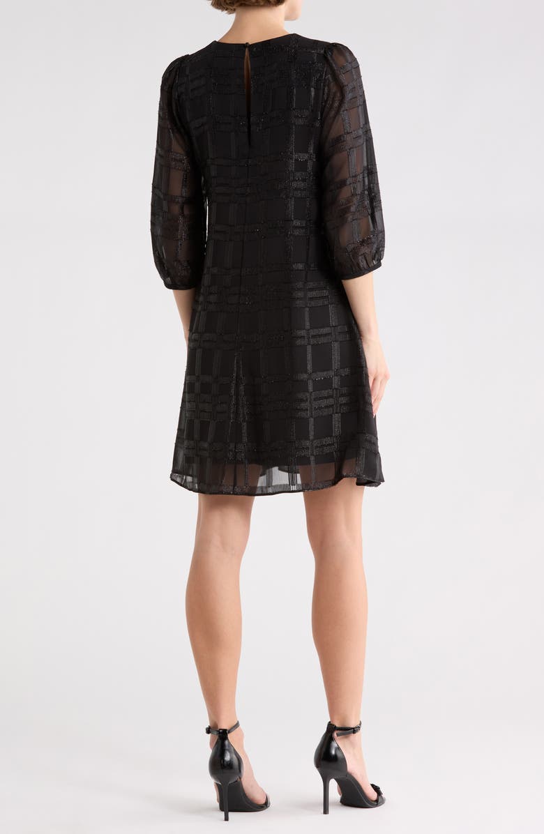 Calvin Klein Metallic Chiffon Shift Dress, Alternate, color, Black