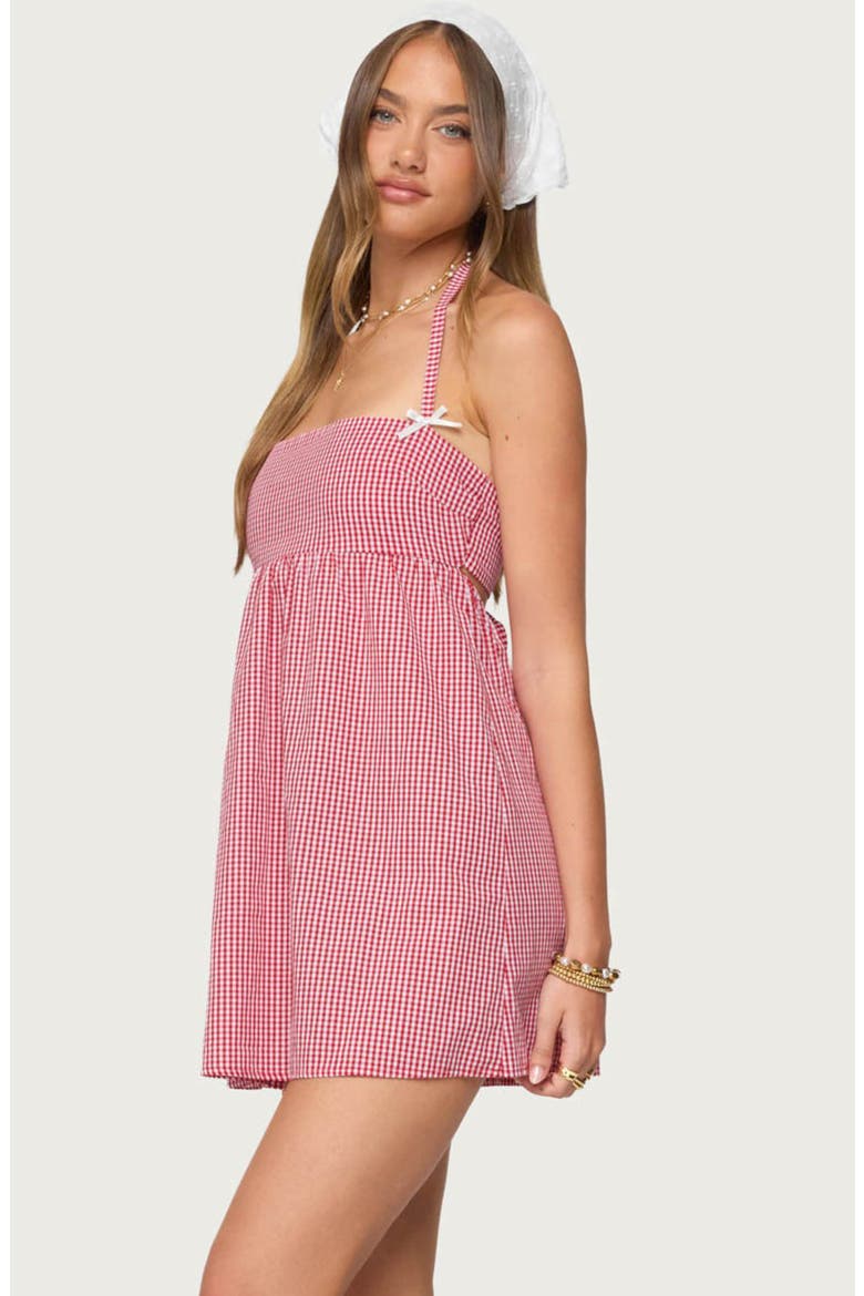 Rina Babydoll Halter Minidress, Alternate, color, RED