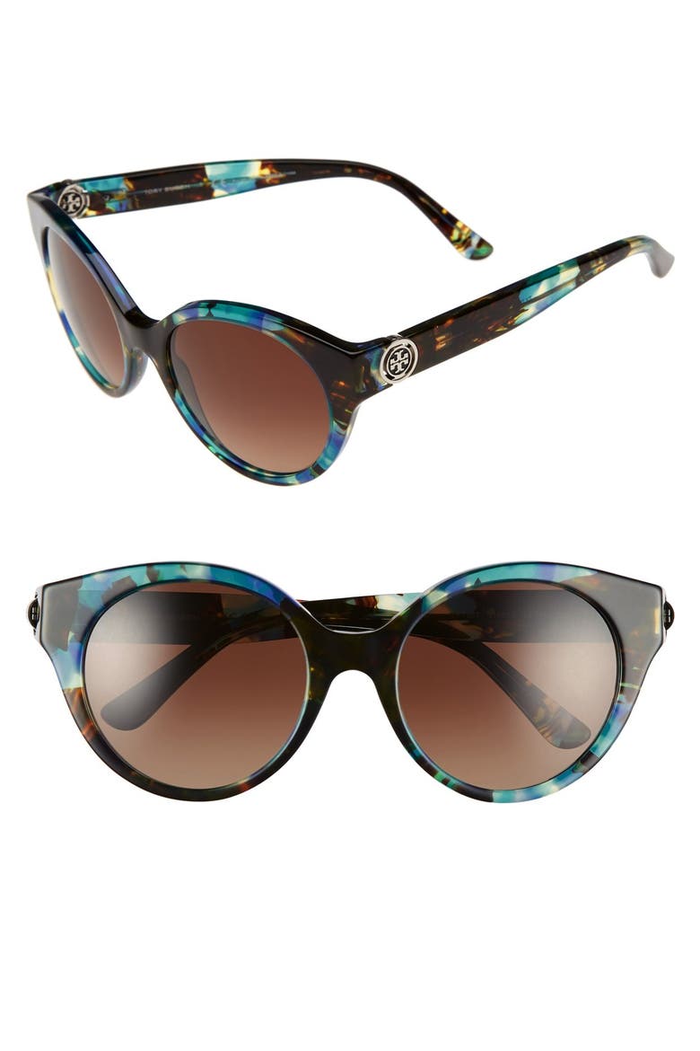 52mm Polarized Cat Eye Sunglasses, Main, color, TORT BLUE