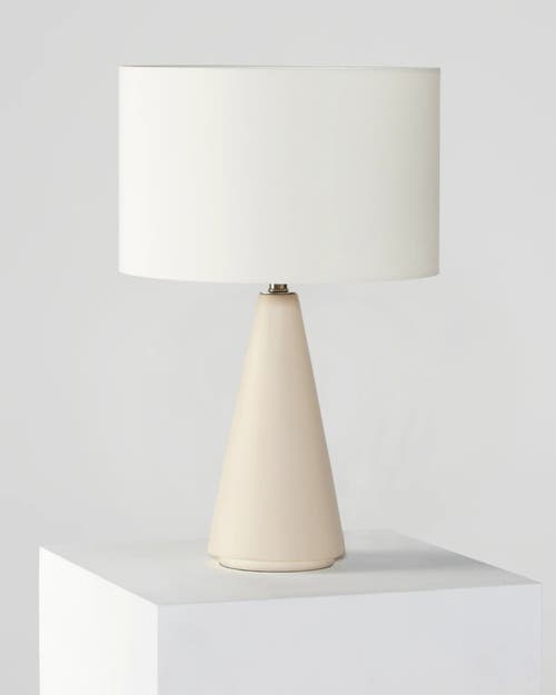 Brightech Nathaniel 20" Cement Led Table Lamp With Cream Cotton Drum Shade In Beige/cream