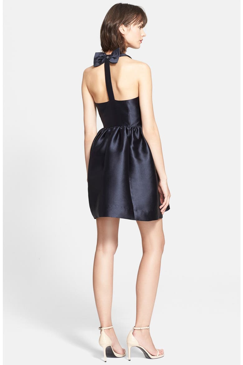bow back fit & flare dress, Alternate, color, RICH NAVY