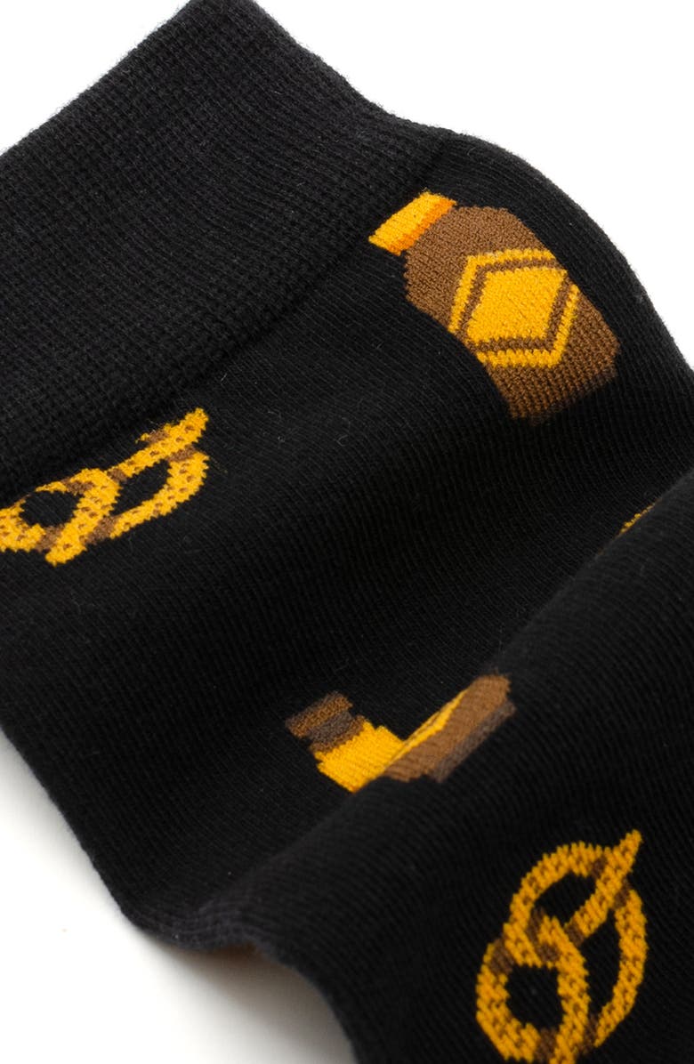 Cufflinks, Inc. Beer Snacks Crew Socks, Alternate, color, Black