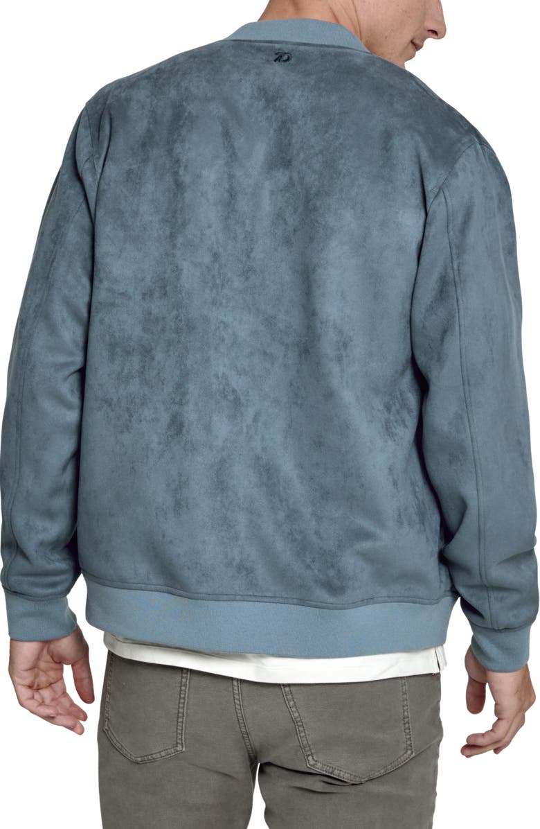7 Diamonds Evolution Faux Suede Bomber Jacket, Alternate, color, Dusty Blue