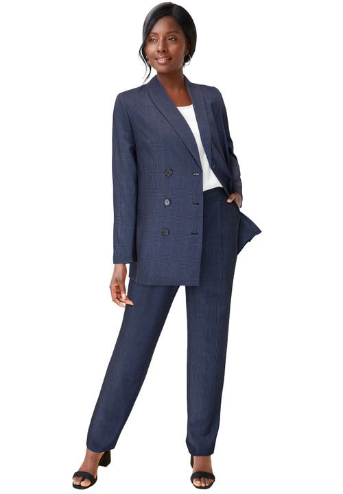 Jessica London 2-Piece Double-Breasted Pantsuit in Dusk Glen Plaid  product
