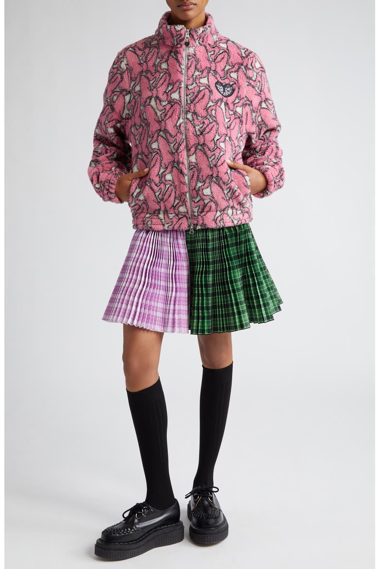 x Disney Daisy Duck Tartan Pleated Carabiner Belted Miniskirt (Nordstrom Exclusive), Alternate, color, PINK AND GREEN