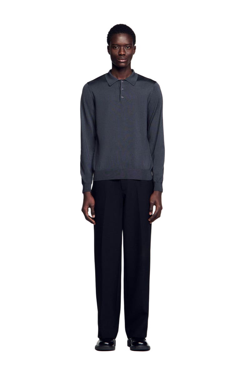 SANDRO Ribbed polo shirt, Main, color, Fonte