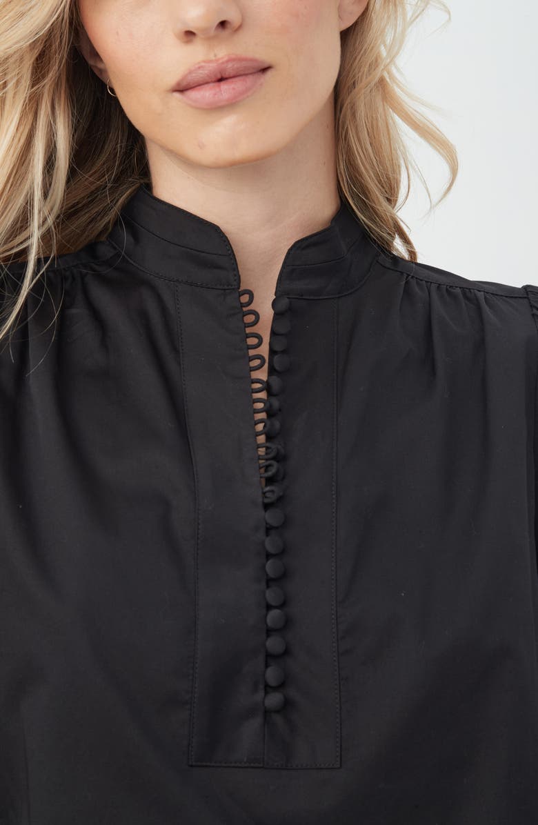 Trina Turk Sisi Long Sleeve Organic Cotton Shirt, Alternate, color, Black