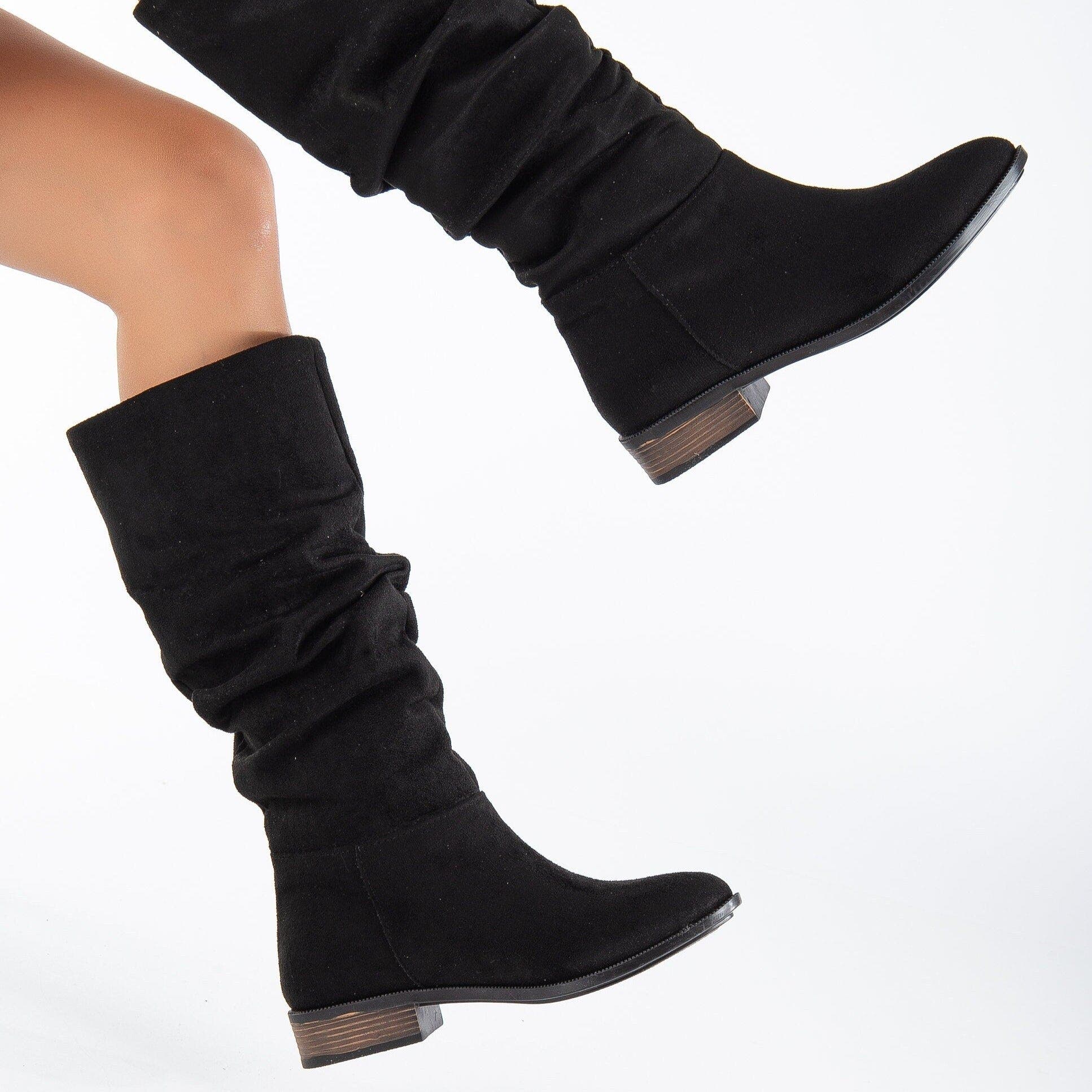 Maribel Knee High Slouch Boots, Alternate, color, black suede