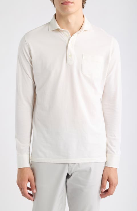 Crown Crafted Amble Long Sleeve Cotton & Cashmere Polo
