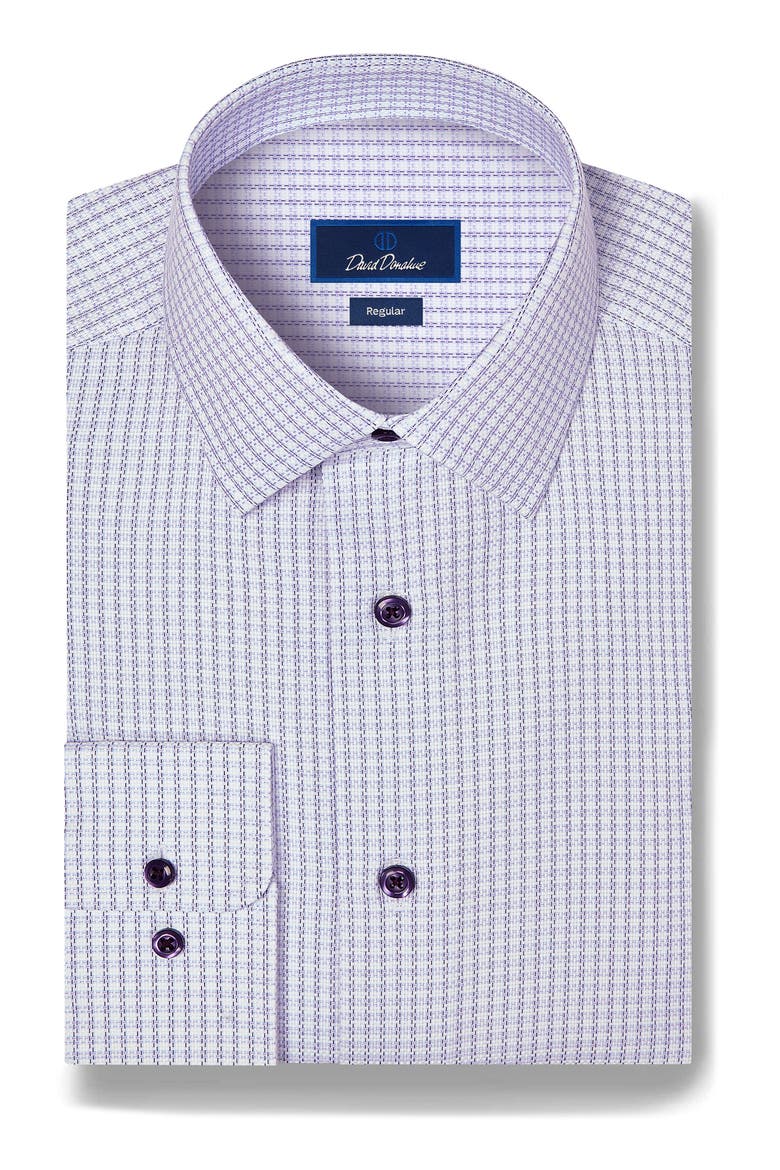 Regular Fit Cotton Dress Shirt, Main, color, WHITE/ BLUE