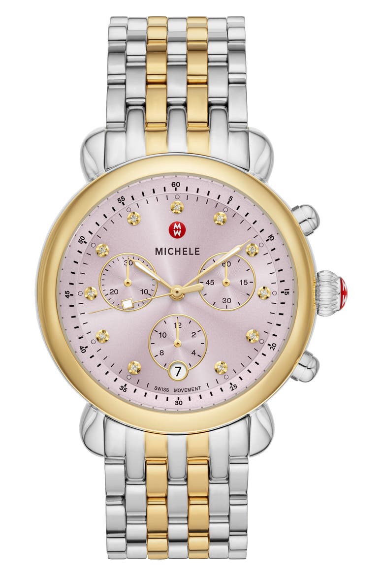 CSX Two-Tone Diamond Bracelet Watch, 38mm - 0.03ct., Main, color, 2T SILVER/GOLD
