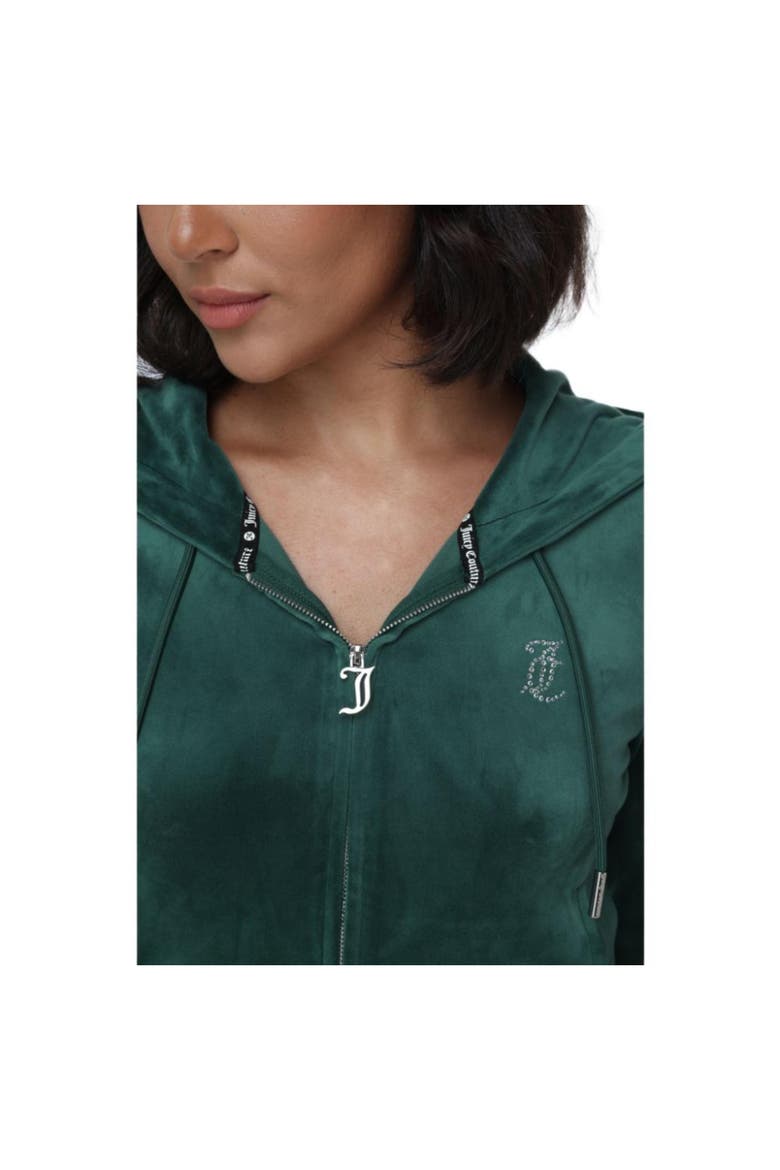 Luxe Velour Rhinestone Zip Hoodie, Junebug, Alternate, color, JUNEBUG