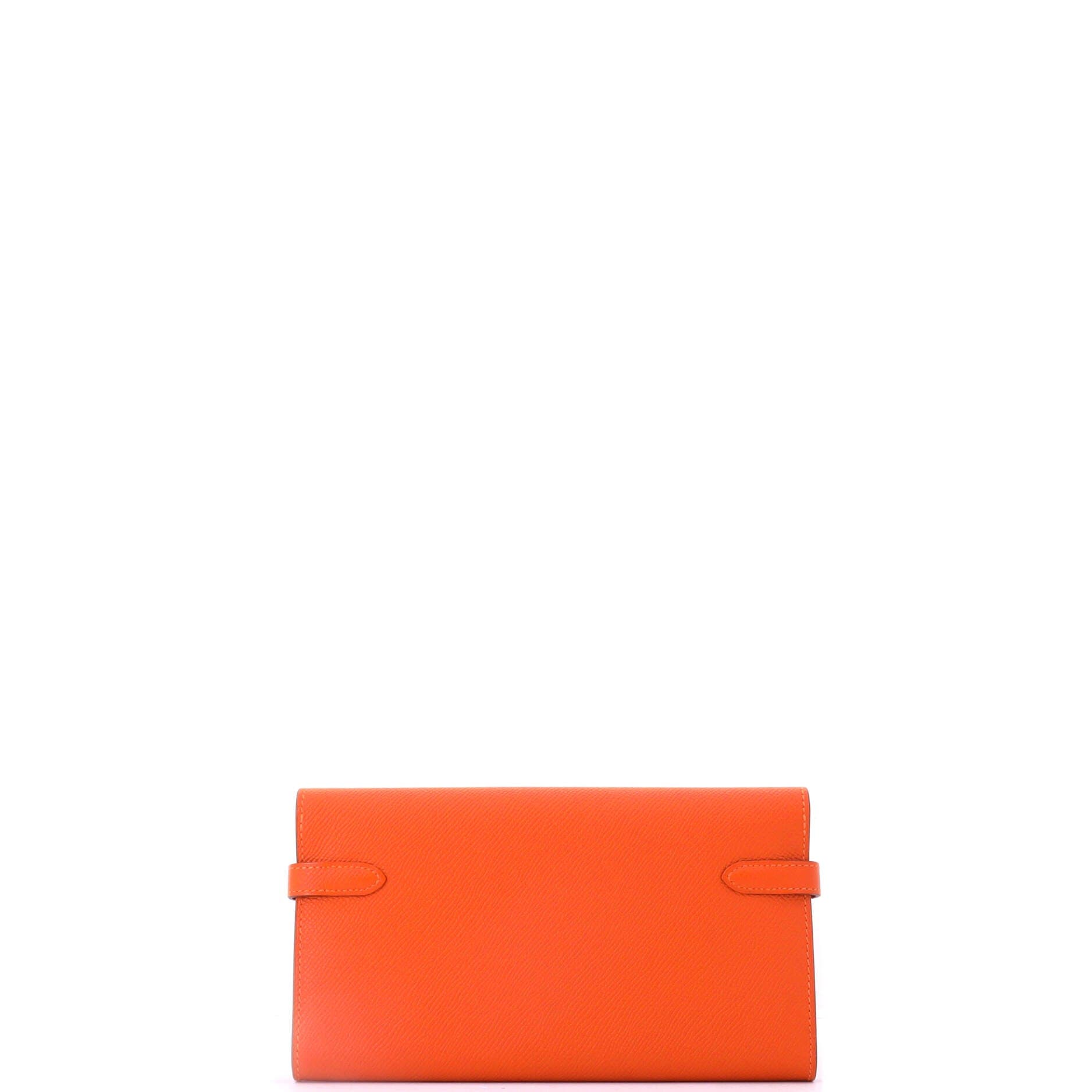 Pre-Owned Hermes Kelly Wallet Epsom Long, Alternate, color, Feu