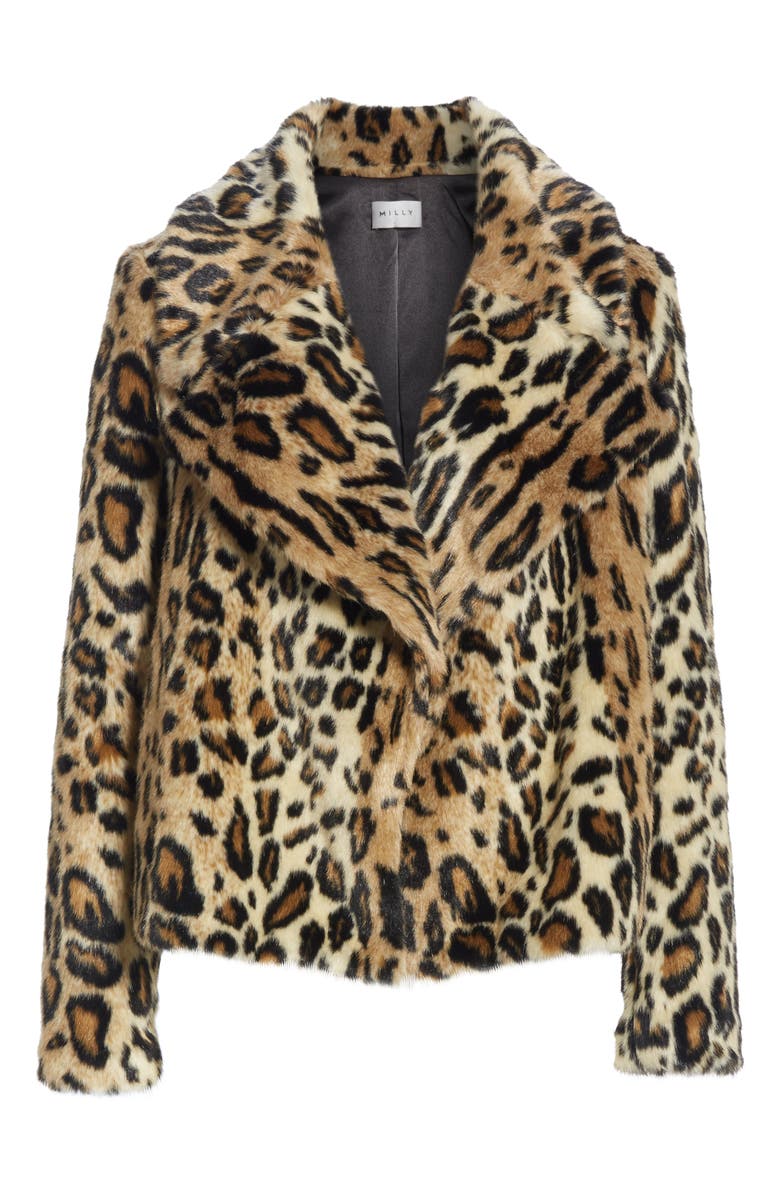 Milly Cole Faux Fur Cheetah Jacket, Alternate, color,