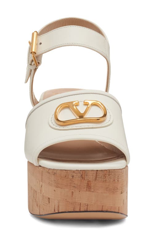Valentino Vlogo Signature 80 Leather Platform Sandal In White