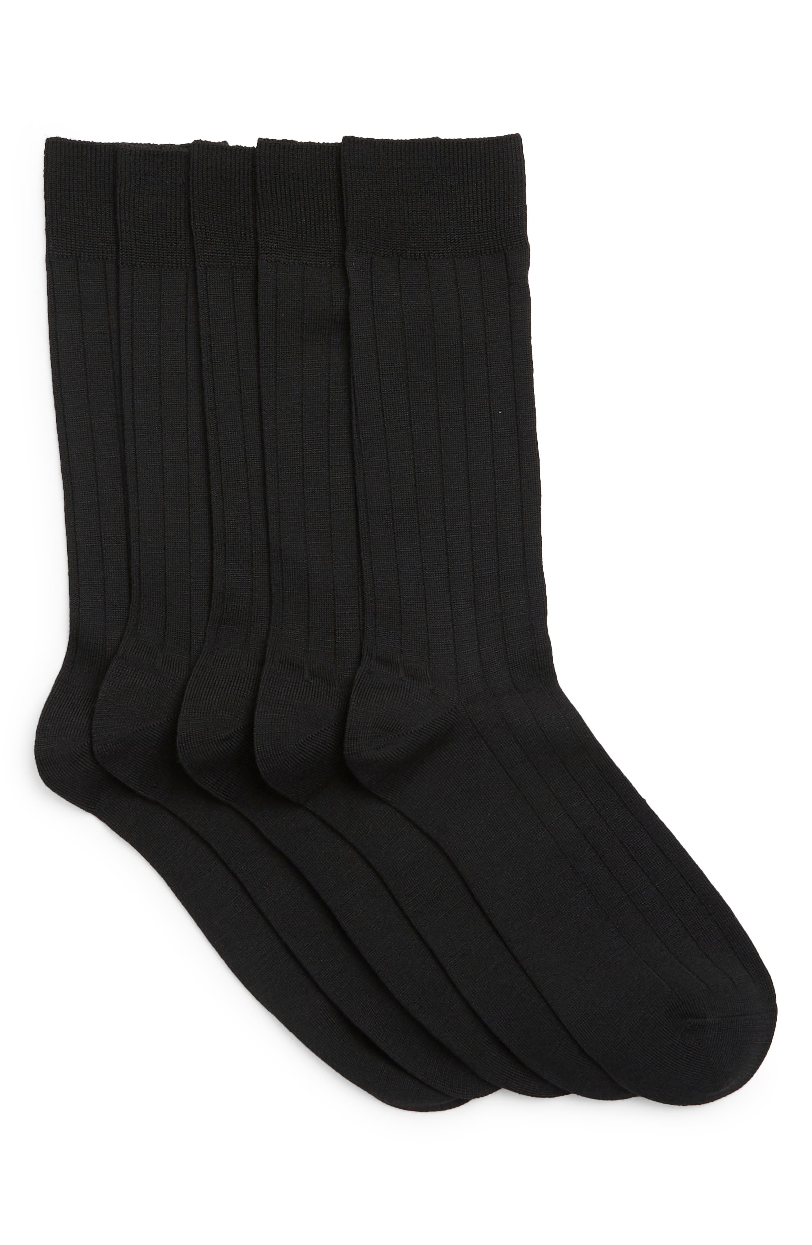 NORDSTROM RACK Ultrasoft 5-Pack Ribbed Dress Socks