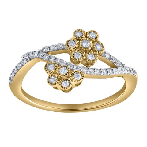 Golden Blossom 0.30 Ct Natural Diamond 10K Gold Ring