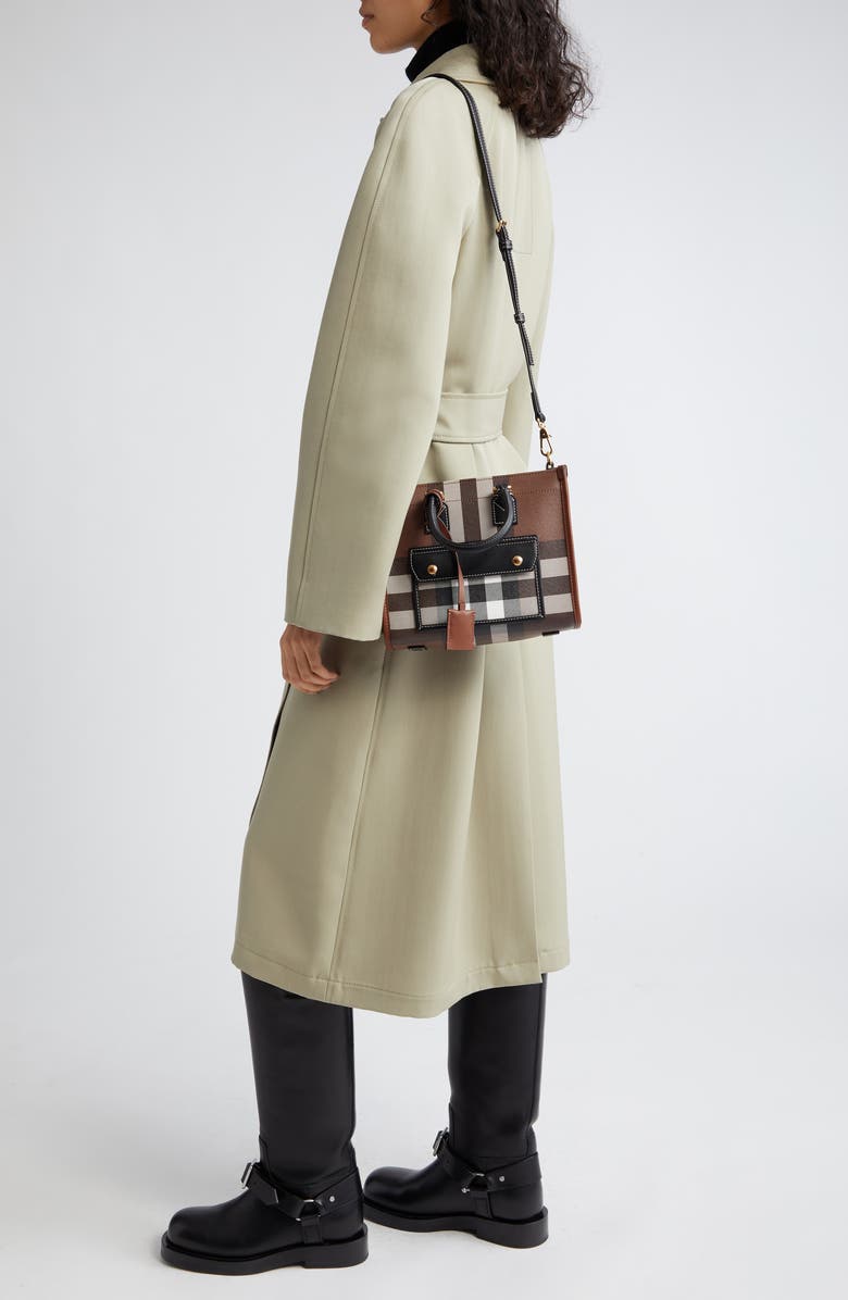 Burberry Mini Freya Check E-Canvas Tote, Alternate, color,