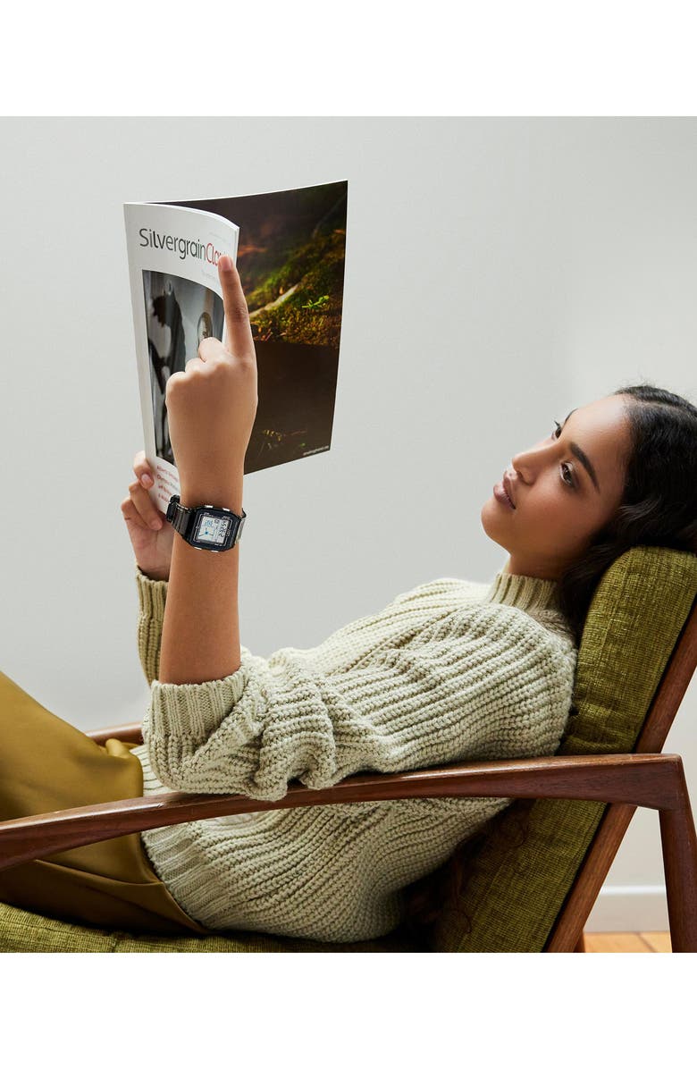 Timex<sup>®</sup> Q Timex Digital LCA Chronograph Resin Strap Watch, 35mm, Alternate, color, Gray