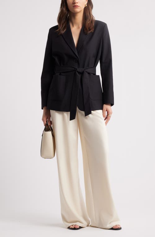 Nordstrom Single Breasted Belted Blazer In Black