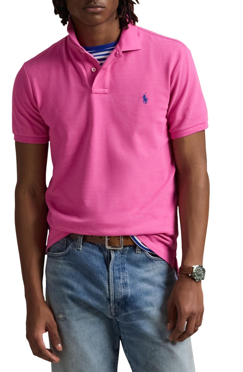 Polo Ralph Lauren The Iconic Solid Pink Cotton Piqué Polo, Main, color, 