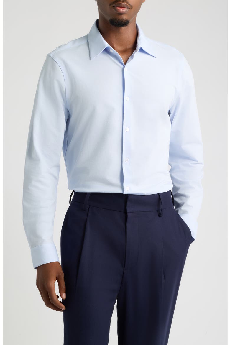 Slim Fit Solid Dress Shirt, Main, color, BLUE HALOGEN