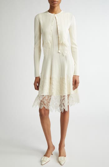 Lela Rose Lace Trim Sleeveless Rib Dress Nordstromrack