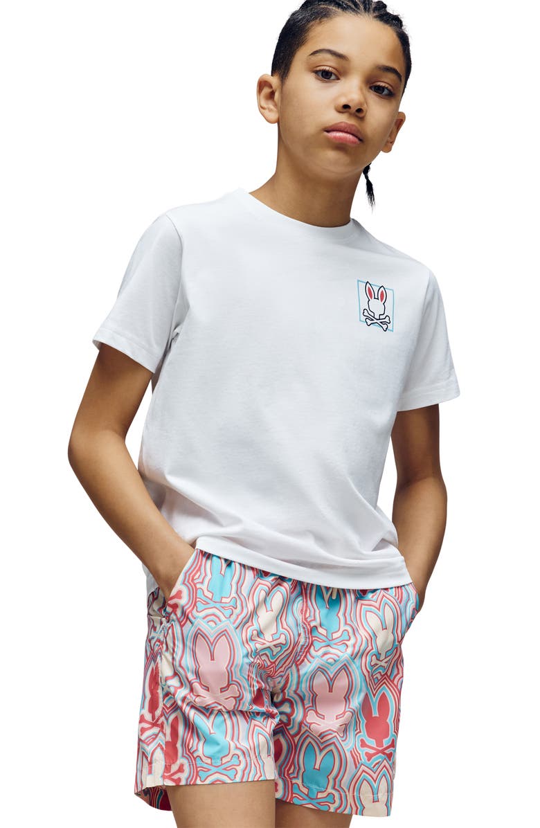 Psycho Bunny Kids' Jesse Cotton Graphic T-Shirt, Alternate, color, White