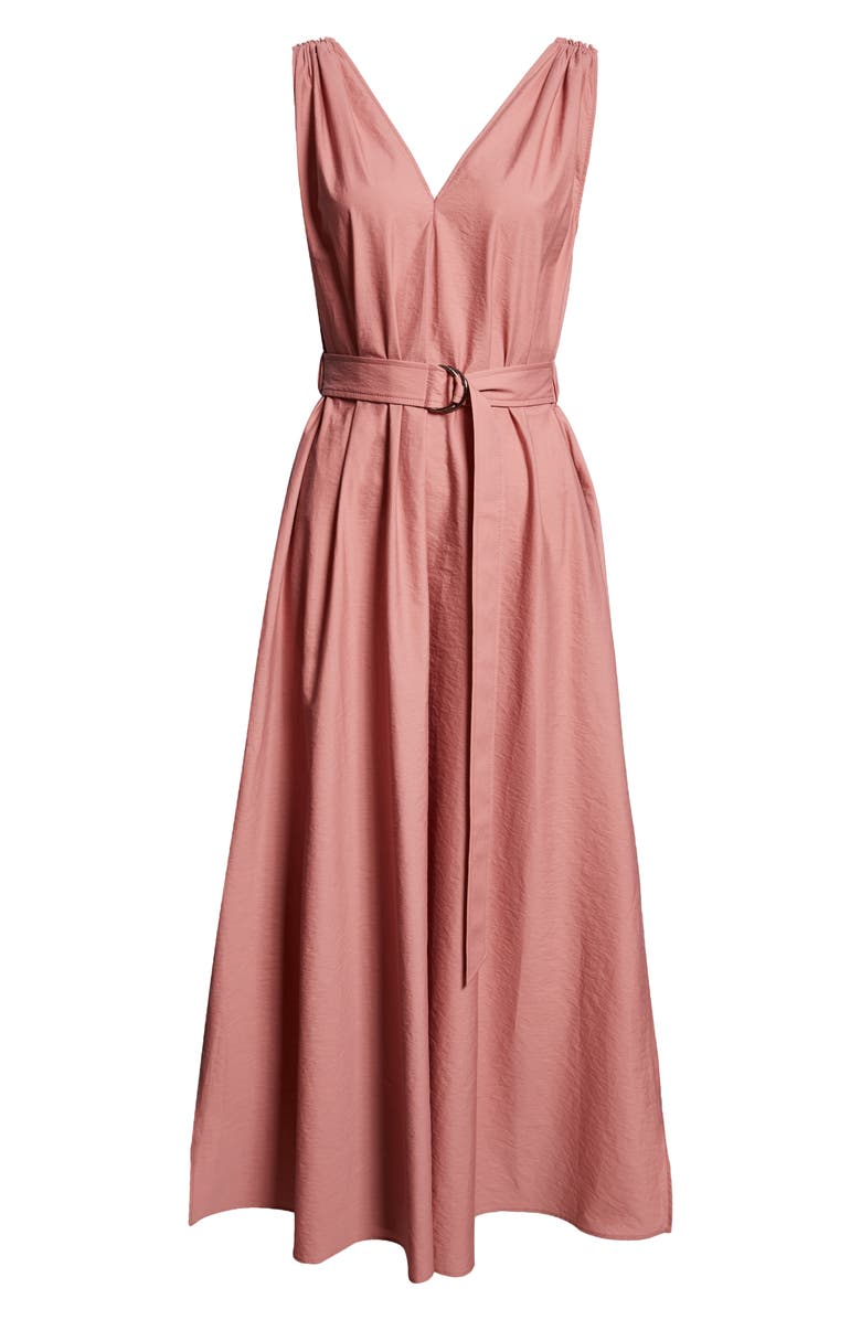 Brunello Cucinelli Sleeveless Cotton Blend Belted Dress, Alternate, color,