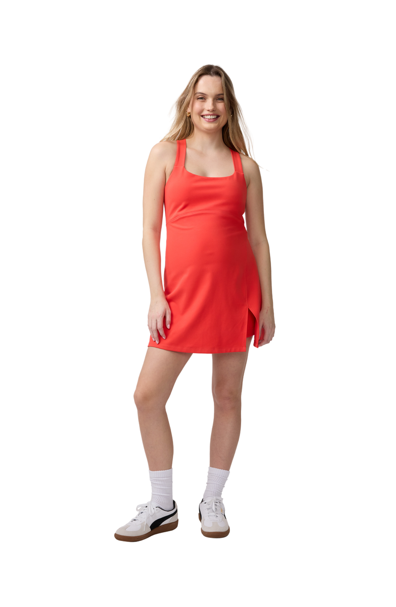 Ingrid & Isabel Square Neck Active Dress, Main, color, Hibiscus