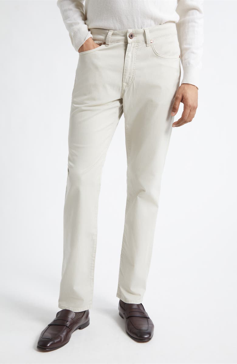 Boglioli Stretch Cotton & Silk Blend Jeans, Main, color, Light Beige