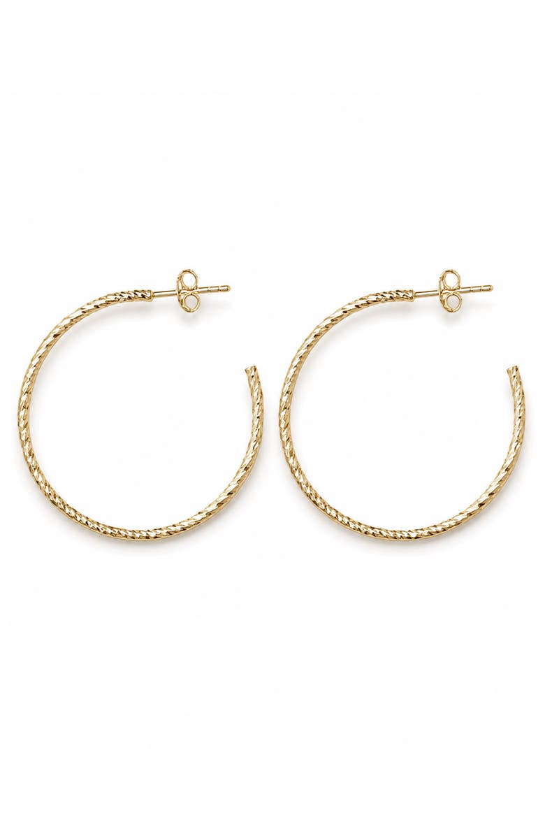 Argento Vivo Sterling Silver Diamond Cut Hoop Earrings, Alternate, color, Gold