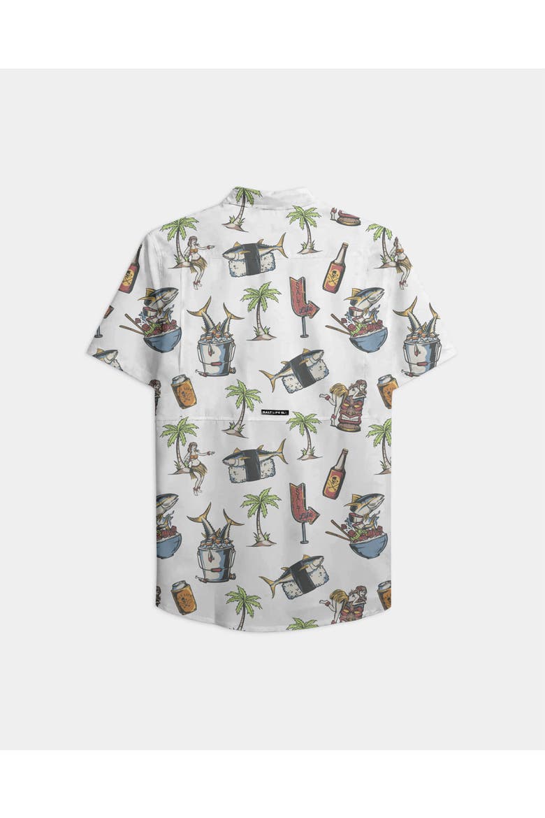 Poke Night Woven Short Sleeve Shirt, Alternate, color, Off White