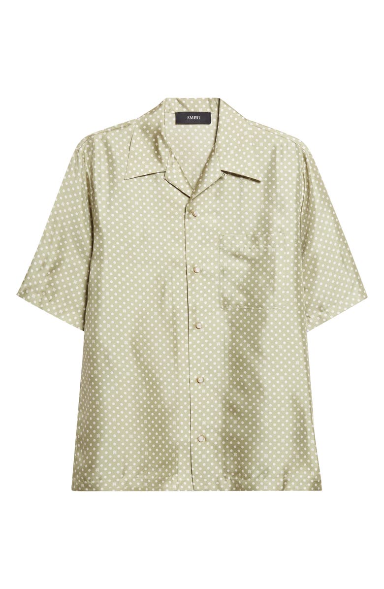 AMIRI MA Polka Dot Silk Camp Shirt, Main, color, Green Tea Archived