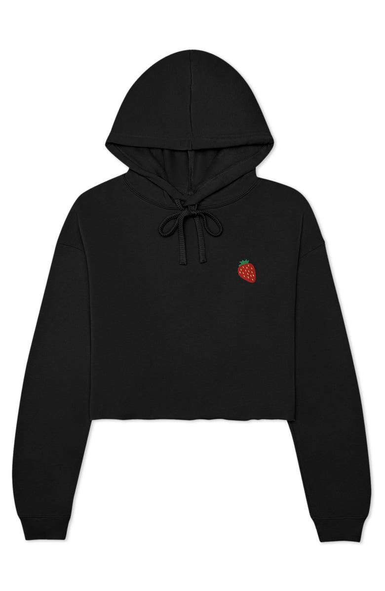 Dalix Strawberry Cropped Fleece Hoodie, Main, color, Black