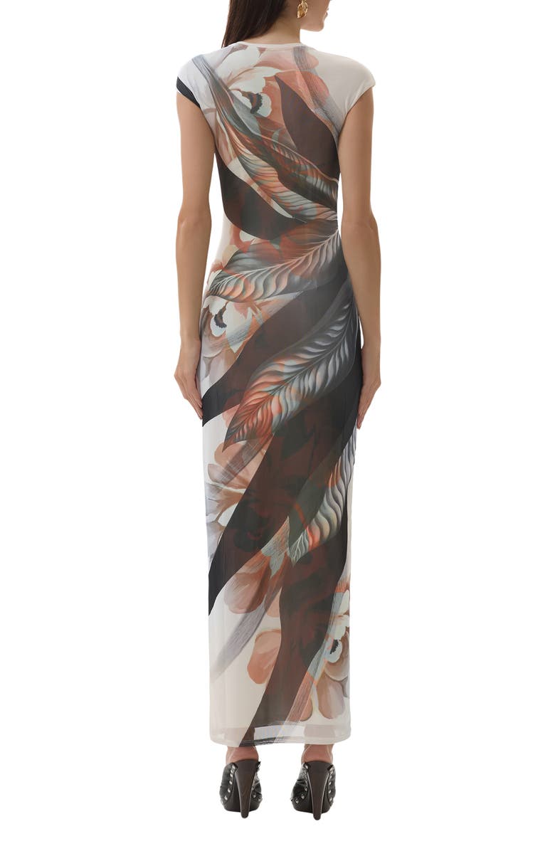 AFRM Cody Print Mesh Dress, Alternate, color, Noir Leaf Lotus
