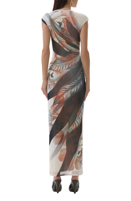 Afrm Cody Print Mesh Dress In Gray