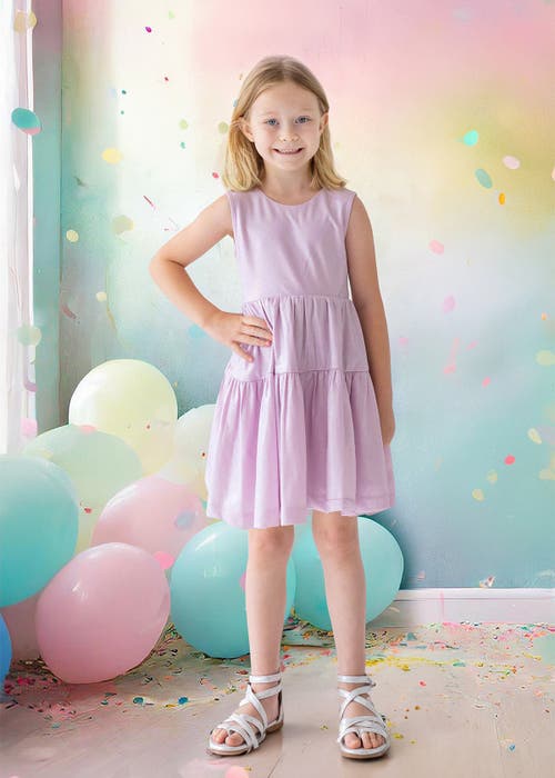 Isobella & Chloe Periwinkle Purple Layered Dress In Pink