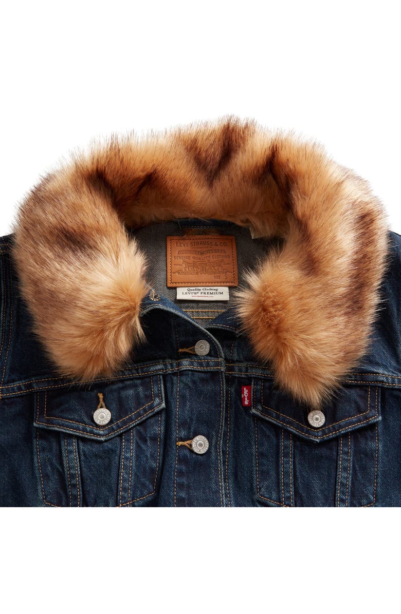 Levi's Mob Wife Belted Denim Coat with Removable Faux Fur Collar, Alternate, color, Bellissima