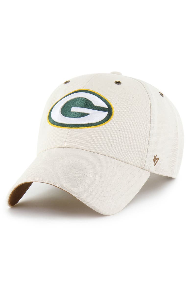 Men's Carhartt x '47 Natural Green Bay Packers Undyed Clean Up Adjustable Hat, Main, color, Natural