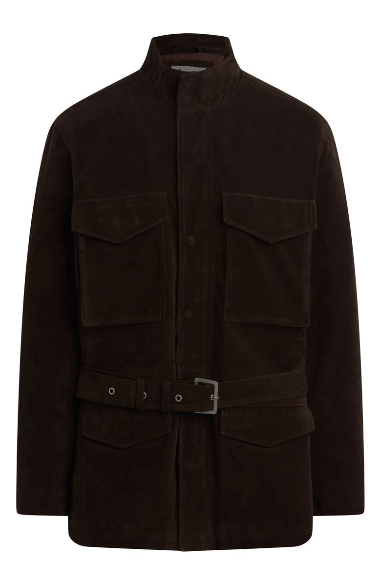 Joe's M16 Belted Faux Suede Jacket, Alternate, color, Chocolate