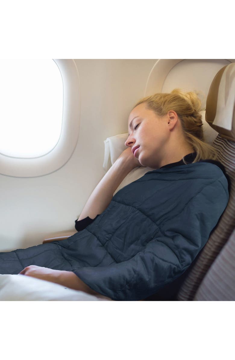 BON VOYAGE 5lb. Navy Microfiber Weighted Travel Throw, Alternate, color, 