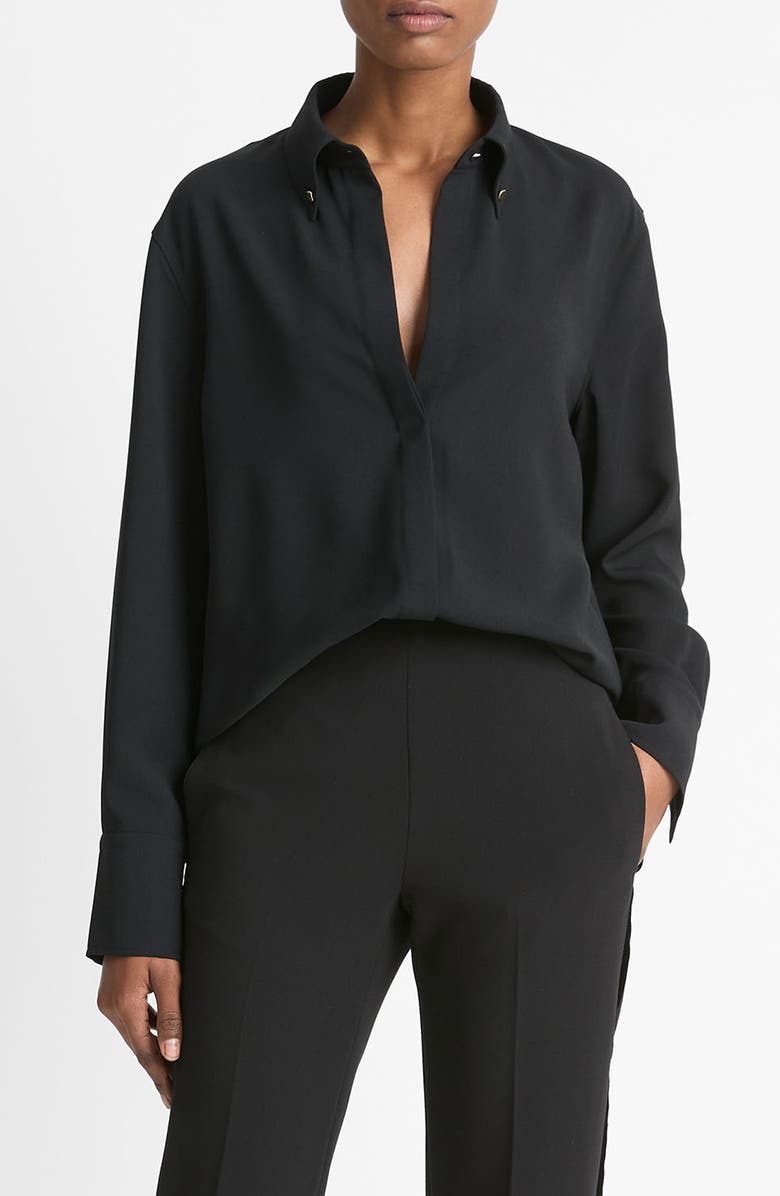 Vince Stud Collar Detail Button-Down Shirt, Main, color, Black