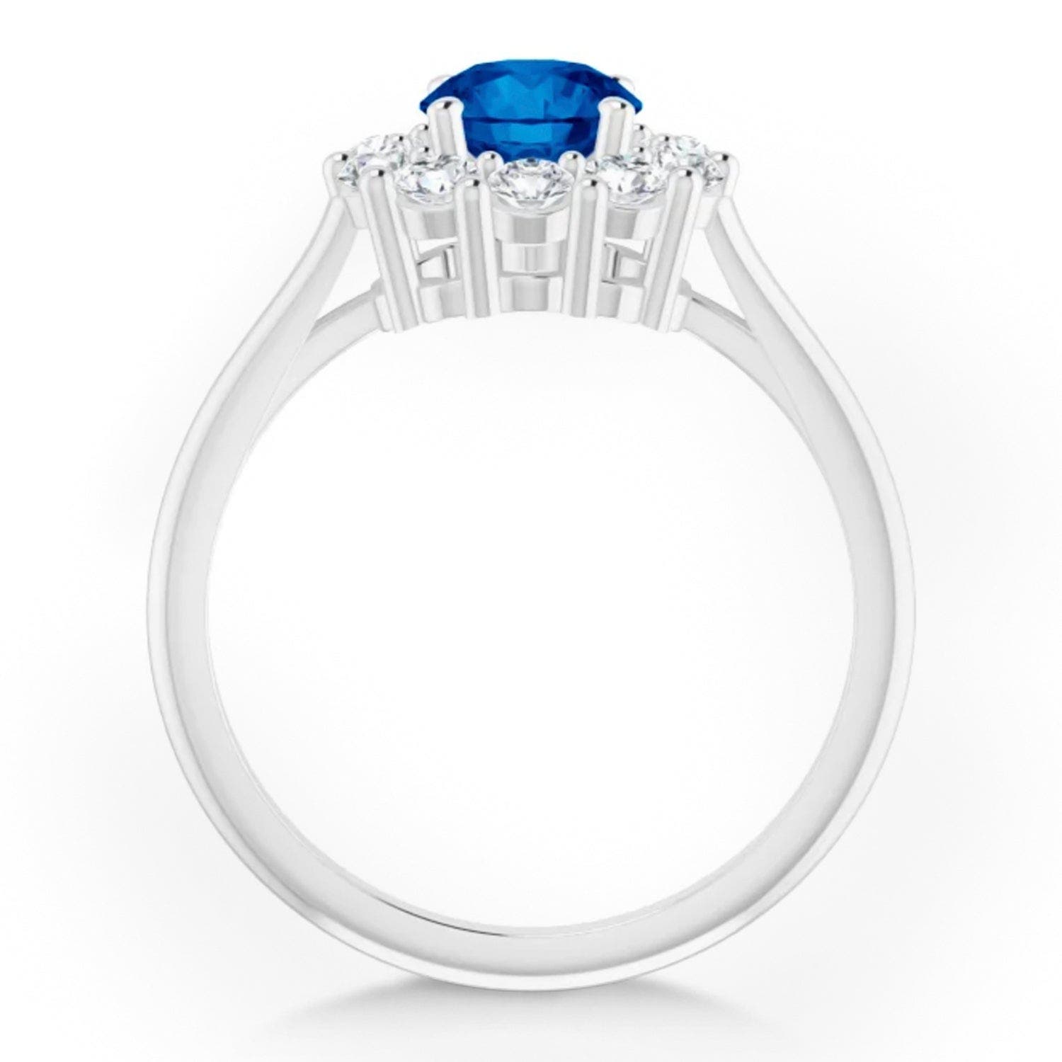 ALLUREZ Round Lab Blue Sapphire & Diamond Halo Ring 14K (Women) | Nordstrom