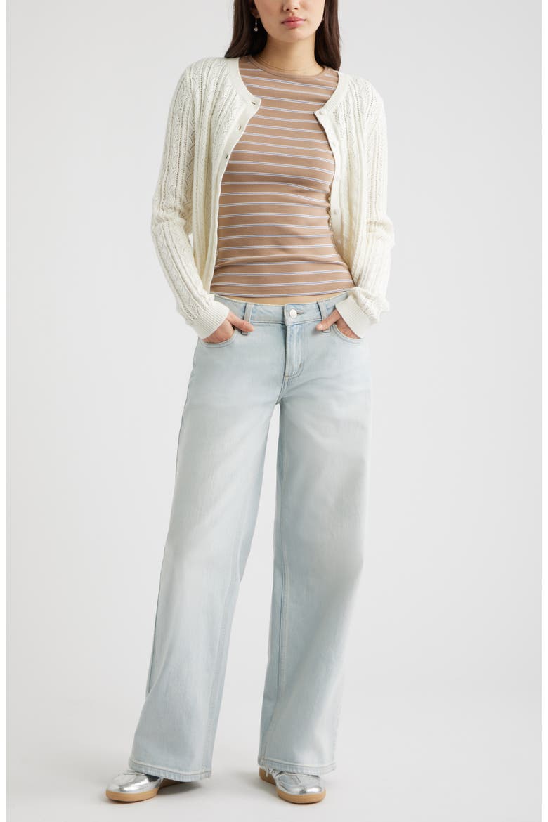 Stretch Cotton Blend Baby Tee, Alternate, color, BROWN F BLUE F LANA STRIPE