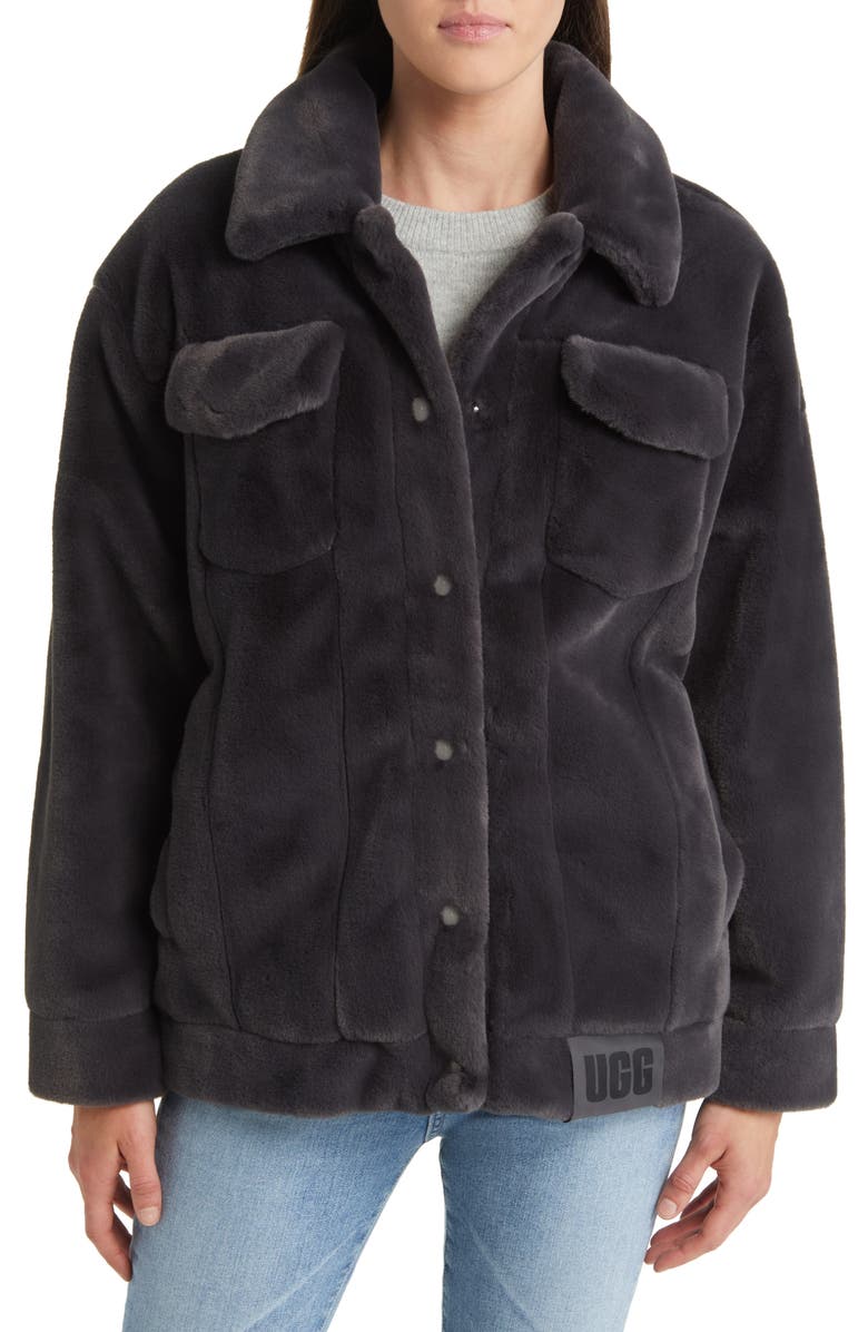 UGG<sup>®</sup> Frankie Faux Fur Trucker Jacket, Alternate, color, 