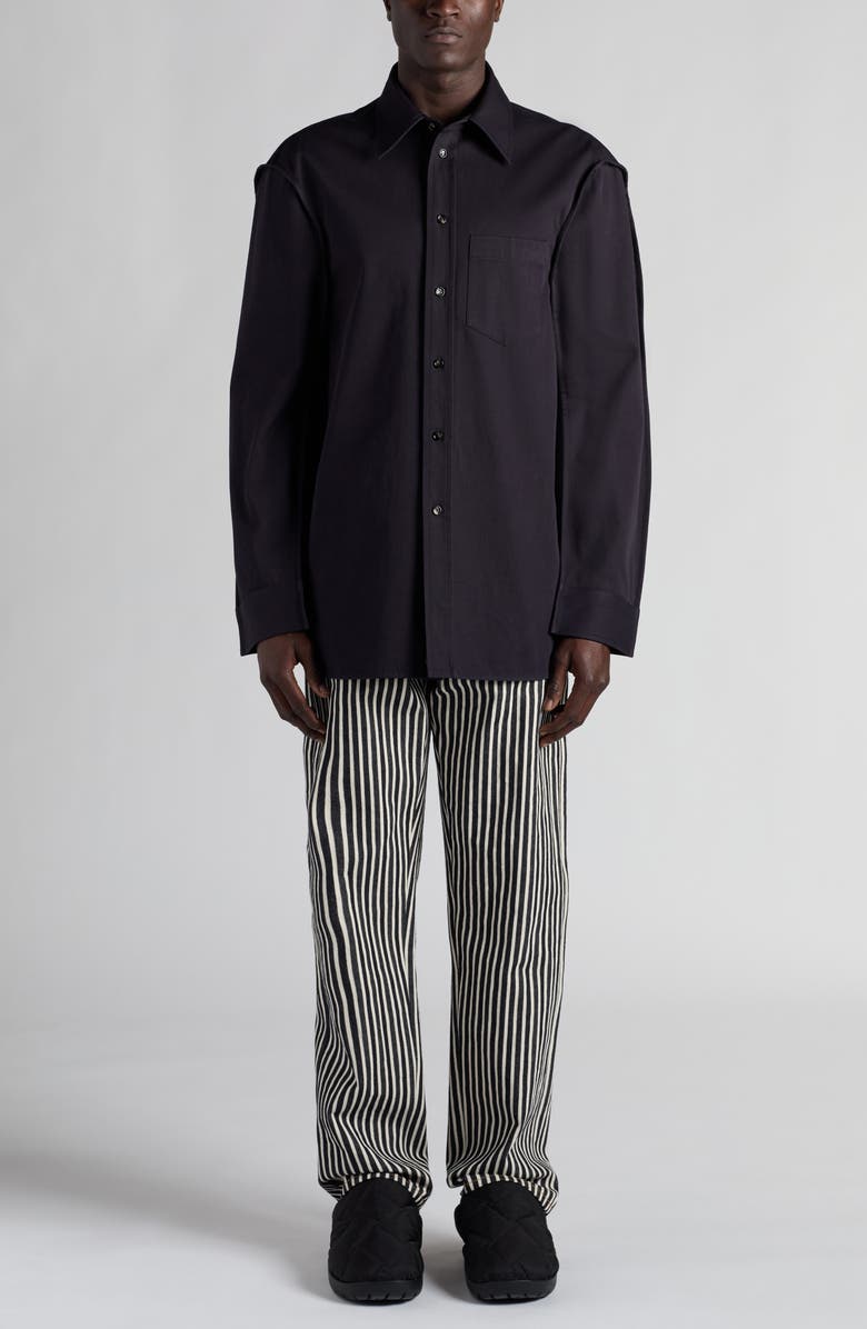 Bottega Veneta Cotton Twill Button-Up Shirt, Alternate, color, Dark Night